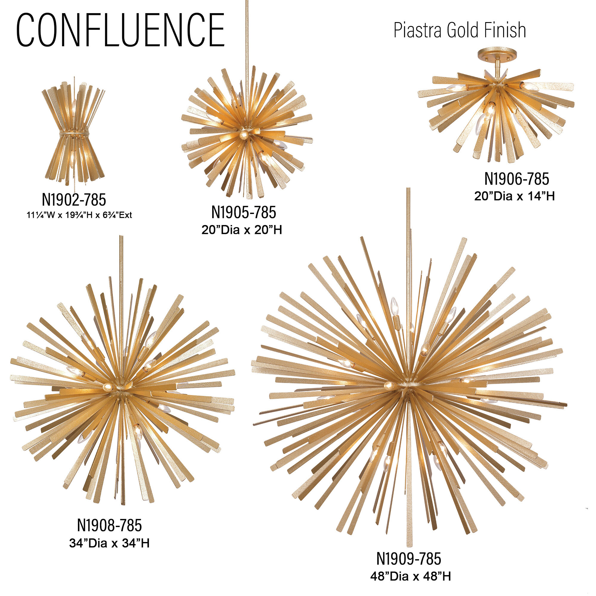 Confluence 16 Light 34 inch Piastra Gold Pendant Ceiling Light